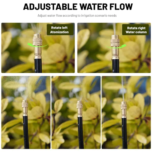 Miniatura 5 de Thiswing Sistema de riego por goteo ajustable de 360°, sistema automático de riego de jardín de 20 pies con 5 boquillas, sistema de rociador de cama
