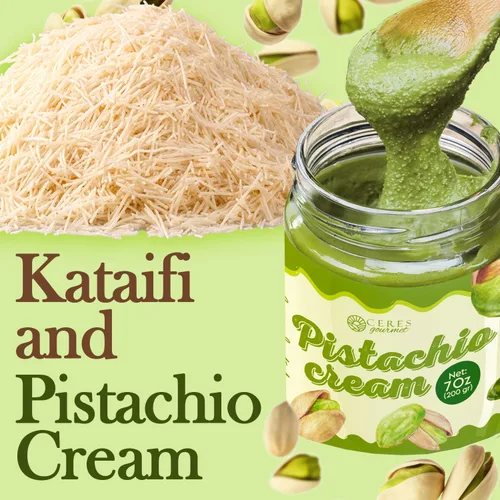 Miniatura 4 de Kataifi - Paquete de masa de filo rallado y pasta de pistacho para chocolate de Dubái, auténtica pastelería kataifi picada seca turca (1.1 libras)