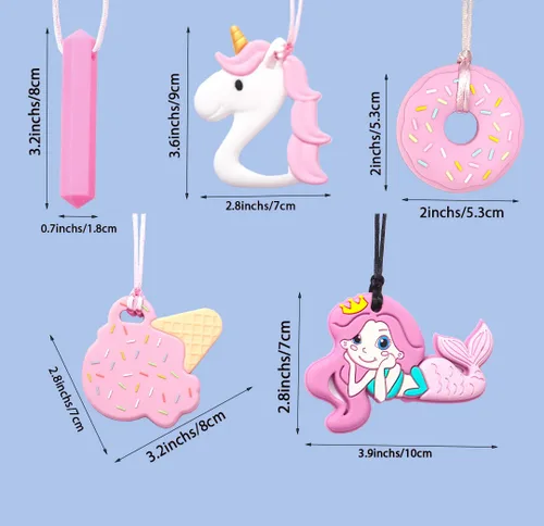 Miniatura 6 de Collares masticables para niños sensoriales, 5 collares masticables a los que les gusta morder o tener autismo, perfectamente texturizados