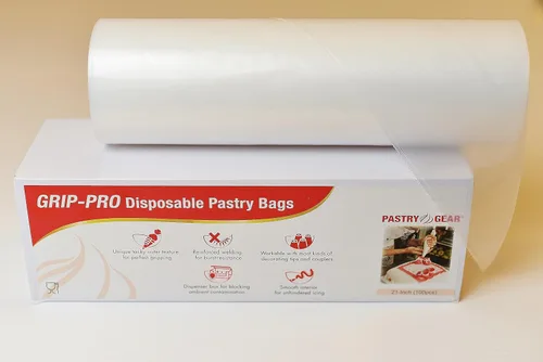 PastryGear Grip-Pro - Bolsas desechables antideslizantes ultra gruesas de 21 pulgadas con dispensador de pasteles, decoración y tuberías con