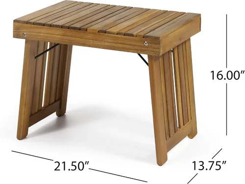 Miniatura 3 de Christopher Knight Home Hilton. Mesa auxiliar plegable de madera de acacia para exteriores, acabado en teca Acabado teca