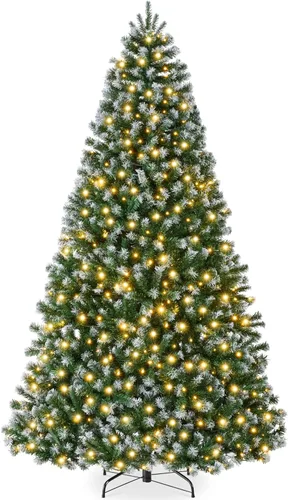 Miniatura 11 de Best Choice Products Artificial Frosted Christmas Tree, 7.5ft Premium Pre-Lit Realistic Spruce Holiday Décor w/Dense Branches, Metal Base – Blue