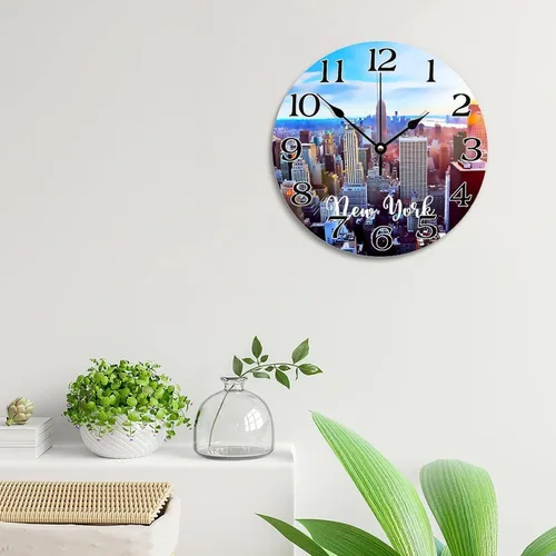 Miniatura 16 de Reloj de paisaje de Indianápolis, Indiana, Estados Unidos, reloj decorativo de viaje, funciona con pilas, 9 pulgadas, silencioso, retro, decoración