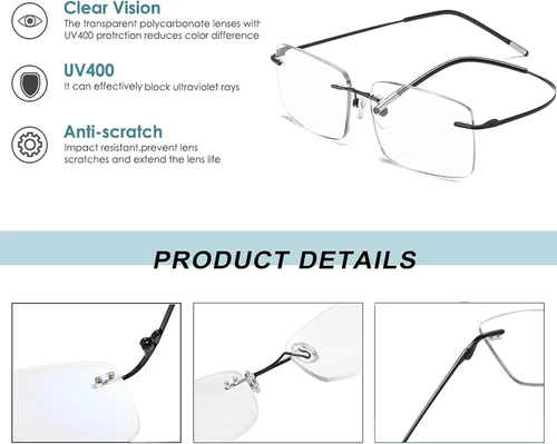Miniatura 5 de HIYANJN Gafas de lectura a prueba de luz azul para mujeres y hombres, filtro antideslumbrante, lentes ligeros