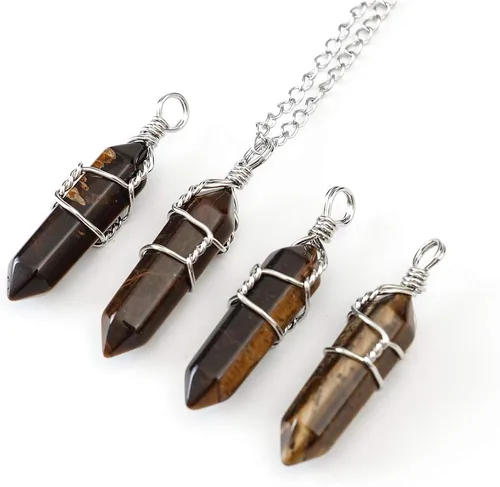 Miniatura 5 de 1 collar con colgante de piedras preciosas naturales curativas de cuarzo de cristal reiki chakras, piedras preciosas de 18 pulgadas, joyería