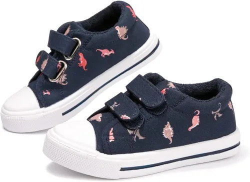Miniatura 3 de FUNKYMONEY - Tenis de lona para niños y niñas, informales, sin cordones, ajustables, con gancho y bucles, zapatos para caminar para niños pequeños