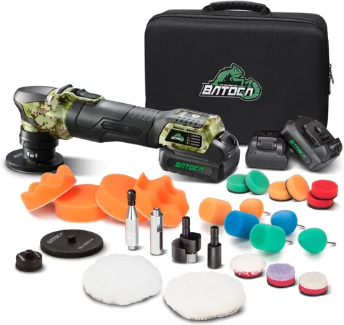 Miniatura 11 de Pulidora inalámbrica BATOCA S4 para el cuidado del automóvil con 2 piezas de baterías de 12 V y 2.5 Ah, tanto amortiguador rotatorio como pulidora