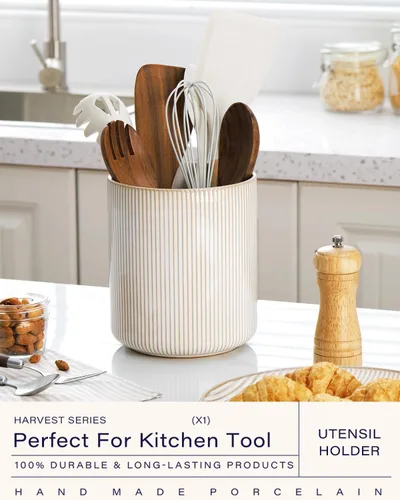 Miniatura 2 de getstar Soporte grande para utensilios de cocina, 7.2 pulgadas, organizador de utensilios de cerámica vintage para espátula, decoración de cocina
