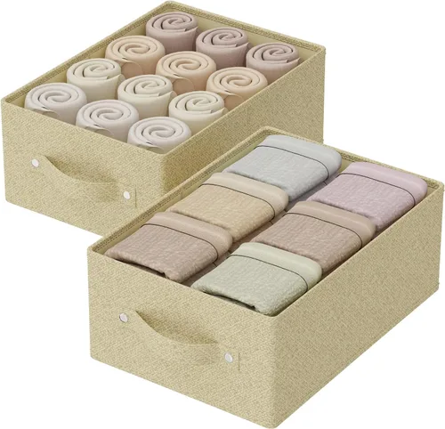 Miniatura 13 de Cajas de almacenamiento plegables, cestas organizadoras de tela, cubos para organizar el hogar, la oficina y el armario, gris, paquete de 2, 13.0 x
