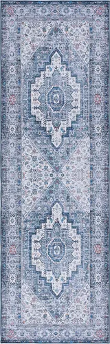 Miniatura 3 de SAFAVIEH Tucson Collection - Alfombra lavable de 2 pies 6 pulgadas x 8 pies, beige y verde, antideslizante y fácil de limpiar, ideal para pasillo