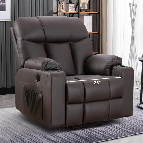 Miniatura 8 de Bonzy Home Silla elevadora extra ancha de 26" con calor y masaje, sillón reclinable elevador eléctrico de cuero sintético con masaje para adultos