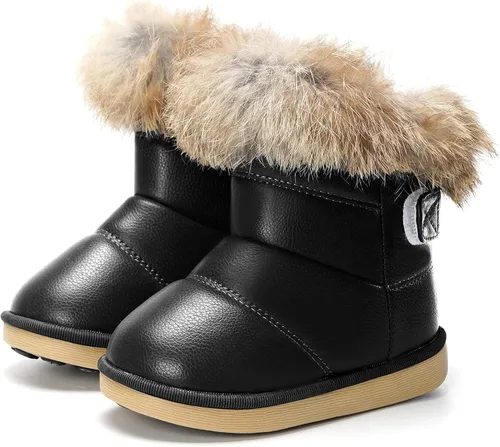 Miniatura 6 de KVbabby Botas de nieve para niños pequeños, con forro de piel sintética, impermeables