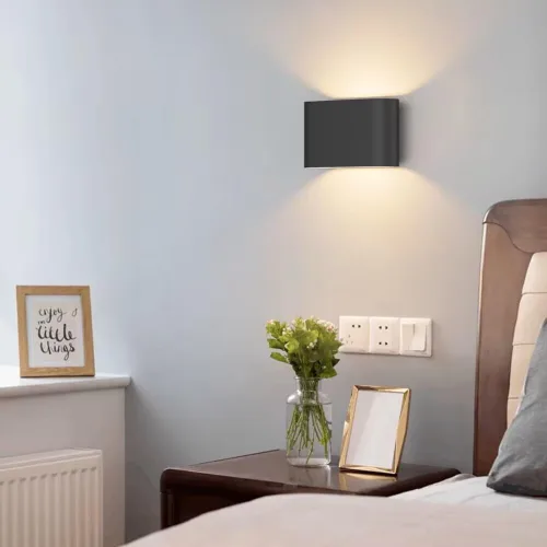 Miniatura 2 de Aipsun Juego de 2 Apliques de Pared LED Modernos Negros Luces de Pared para Interiores con Cableado Fijo Hacia Arriba y Hacia Abajo Luz de Montaje