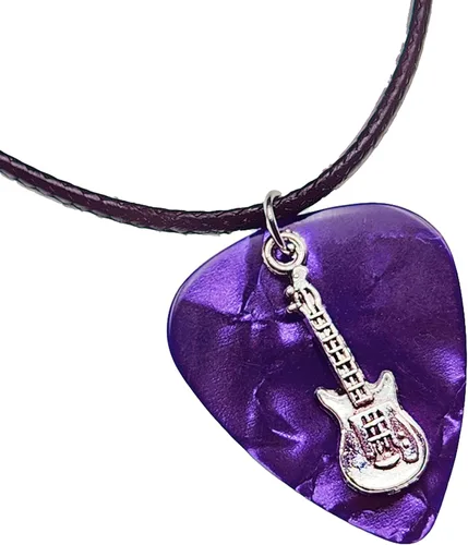 Miniatura 8 de Collar de púa de guitarra eléctrica y cadena de cordón de cuero vegano