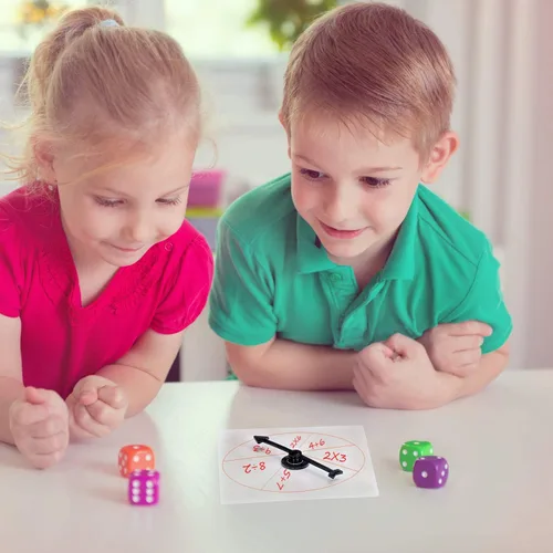 Miniatura 7 de Gejoy Paquete de 5 hilanderos transparentes para el aula, juego de matemáticas de borrado en seco con flecha giratoria