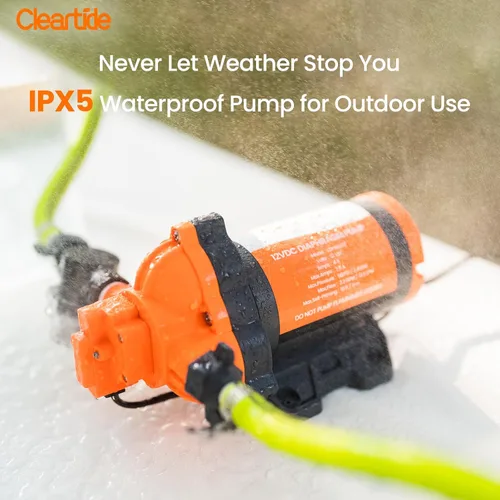 Miniatura 6 de Cleartide Bomba de Diafragma de Agua DC, 12V, 3.3 GPM, 50 PSI, Autocebante 10FT, Autodiagnóstico y Protección contra Funcionamiento en Seco