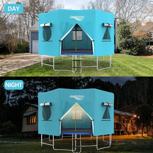 Miniatura 6 de Gardenature Cubierta de tienda de campaña de trampolín de 14 pies, 12 pies, 10 pies, tienda de campaña para trampolín con banda de luz LED