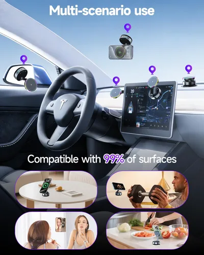 Miniatura 6 de Cargador de coche Magsafe para montaje en automóvil, cargador inalámbrico de carga rápida de 15 W [succión de 120 libras e imán de 3800 gf] 780°