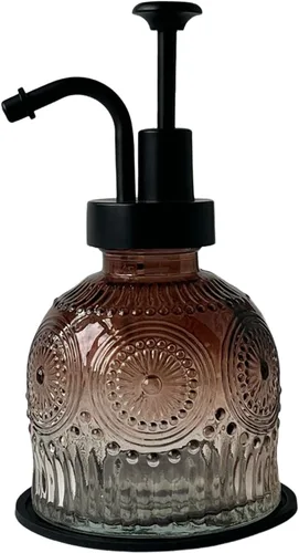 Dispensador de jabón de vidrio vintage para baño y cocina - Estilo antiguo de granja, bomba pequeña y linda de jabón líquido para manos, decorativo
