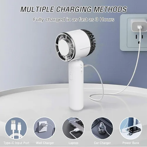 Miniatura 7 de Ventilador de aire acondicionado, ventilador de mano [enfriamiento rápido], pequeño ventilador portátil de hielo portátil, ventilador portátil