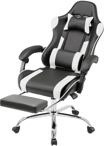Miniatura 20 de NEWBULIG Silla de escritorio para juegos de computadora, soporte lumbar ergonómico grande con reposabrazos abatibles y ruedas giratorias de 360°