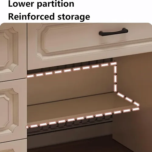 Miniatura 6 de Escritorio de maquillaje con espejo y luces, moderno escritorio de maquillaje para dormitorio, con mucho almacenamiento, 3 modos de iluminación