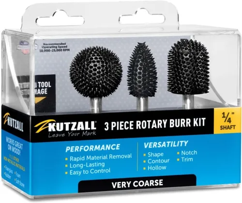 Miniatura 9 de Kutzall Kit de fresas rotativas de 3 piezas, eje de 1⁄4 pulgadas, finas, brocas de tallado de madera para Bosch, DeWalt, Milwaukee Tools - Carburo