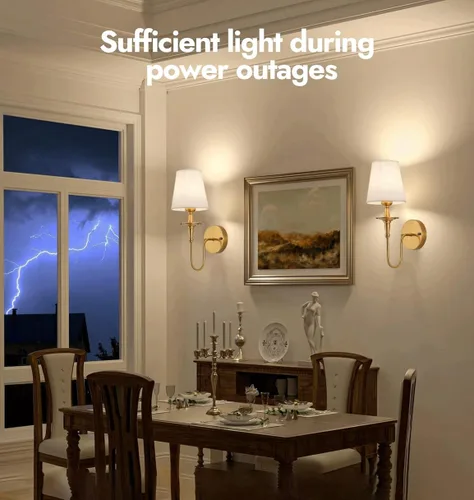 Miniatura 5 de Antique Wall Sconces Battery Operated Set of 2,No Wiring Rechargeable Wall Lights with Remote , Brass Vintage Fabric Shade Wall Lamp Fixtures Gold