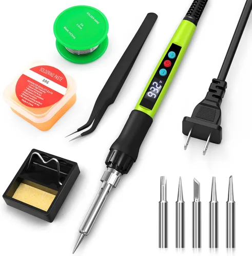 Kit de soldador, pistola de soldadura de 100 W con pantalla digital LED, temperatura ajustable 356-932℉ Kit de soldadura para electrónica, incluye
