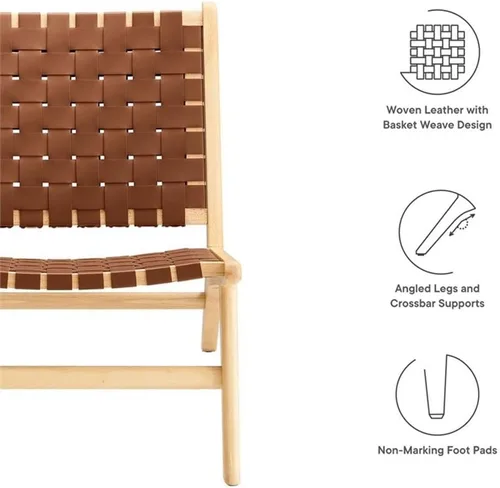 Miniatura 9 de Modway Saoirse - Sillón decorativo de madera de piel sintética en color marrón natural