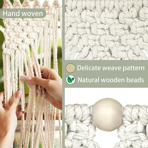 Miniatura 3 de onaner Tapiz bohemio de macramé para colgar en la pared con cuerda para colgar, tapiz tejido bohemio de algodón natural, decoración de macramé