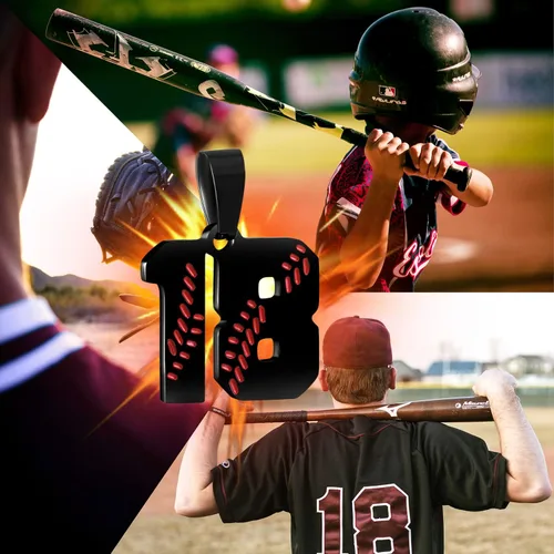 Miniatura 2 de SKQIR Colgante de número de jersey de béisbol para hombres y niños - Cadena de acero inoxidable para atletas - Negro