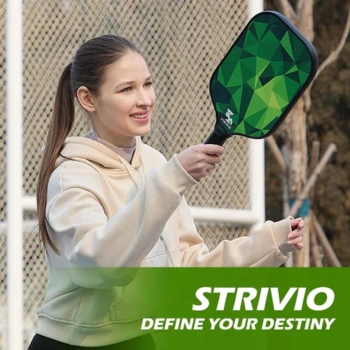 Miniatura 8 de Juego de 2 palas de pickleball con 4 bolas y bolsa. Juego de paletas de fibra de carbono T700 con agarre de grafito para principiantes