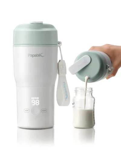 Papablic Calentador de Biberones Portátil para Casa y Viajes — Calentamiento Rápido de 85W, Esterilizador Incorporado, 4 Configuraciones de