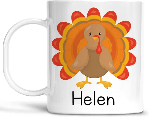 Taza irrompible personalizada de Acción de Gracias con nombre del niño, apta para lavavajillas, sin BPA