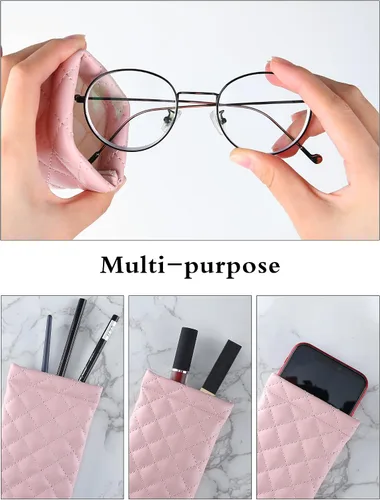 Miniatura 5 de COMF-PRO Squeeze Top Sunglass Pouch - Portable Sunglass Organizer Pouch Bags Soft PU Leather Glasses 2 Pack