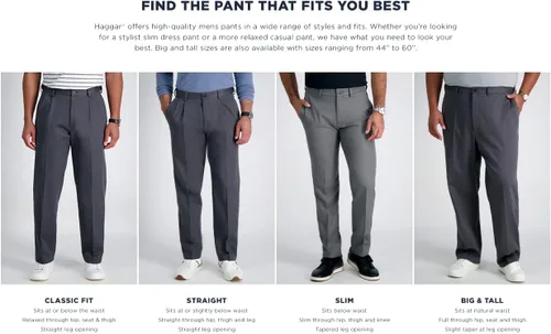 Miniatura 8 de Haggar Pantalón de vestir para hombre de primera calidad y ajuste clásico plisado en la parte delantera (tallas regulares y grandes y altas)