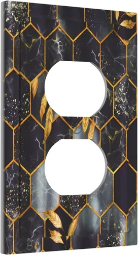 Miniatura 49 de Placa de pared decorativa con hojas de palmera tropicales de oro blanco, hoja de plátano, doble interruptor de luz de palanca decorativa, placa