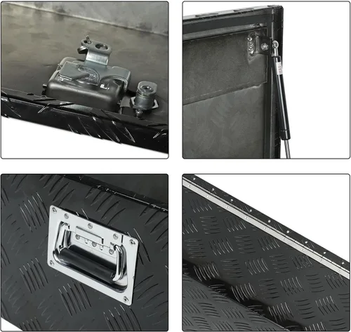 Miniatura 4 de Caja de herramientas de aluminio negro de 39 x 13 x 10 pulgadas con cerradura y llaves, caja de herramientas de 5 barras de banda de rodadura, caja