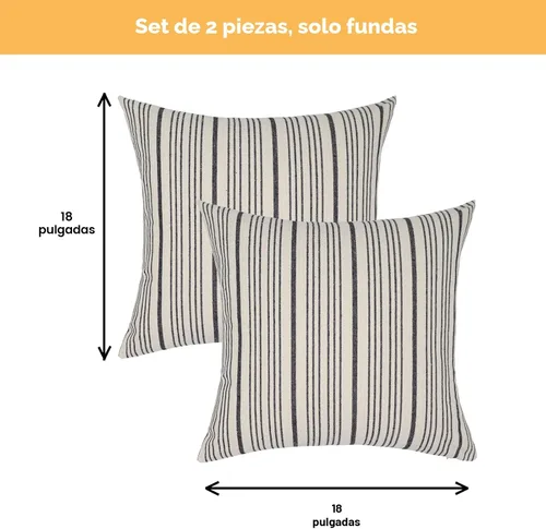 Miniatura 7 de Fundas de almohada negras de lino para granja, fundas de almohada decorativas a rayas para exteriores, fundas de almohada cuadradas para sofá, cama