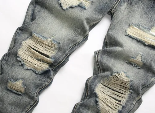Miniatura 3 de OIIIO Pantalón vaquero de pierna recta rasgados para hombre