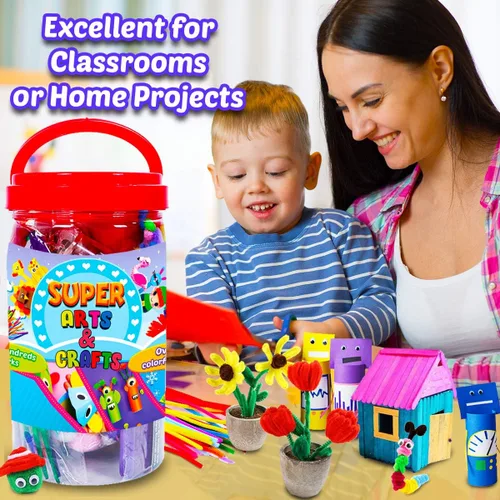 Miniatura 6 de Goody King Suministros de artes y manualidades para niños – Kit de tarros de suministros de arte para estudiantes de 4 5 6 7 8 9 10 años – Juego