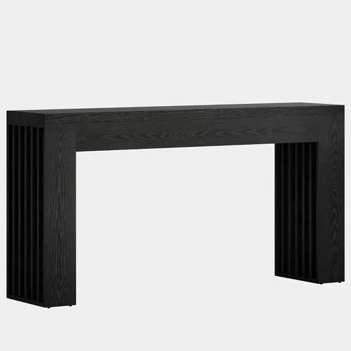 Miniatura 8 de Tribesigns Mesa de sofá consola de madera de 59 pulgadas de largo detrás del sofá con patas de listones verticales para entrada, pasillo, entrada