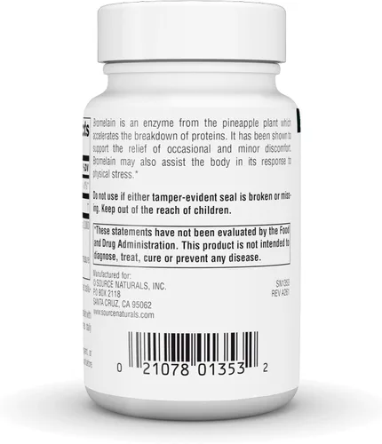 Miniatura 4 de Source Naturals Bromelina, enzima de piña, 2,000 GDU/GRAM - 500 mg - 30 tabletas veganas