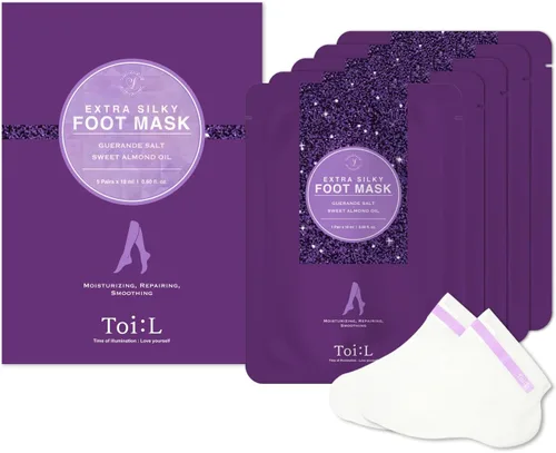 Toi:L Mascarilla extra sedosa para pies, tratamiento de cuidado de pies después de pelar, calcetines hidratantes con sal guerande y aceite de