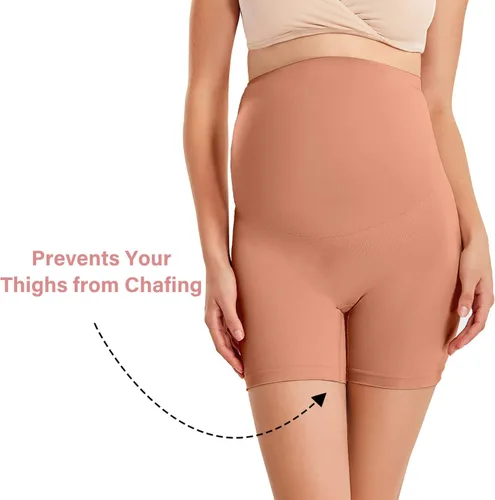 Miniatura 4 de Gratlin Fajas de maternidad sin costuras para mujer, pantalones cortos de embarazo, bragas de cintura alta, ropa interior a medio muslo