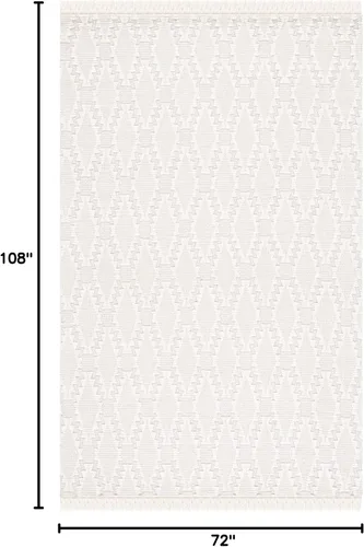 Miniatura 2 de SAFAVIEH Marbella Collection - Alfombra de pasillo de 2 pies 3 pulgadas x 8 pies, color marfil, hecha a mano, de lana con flecos, ideal para zonas