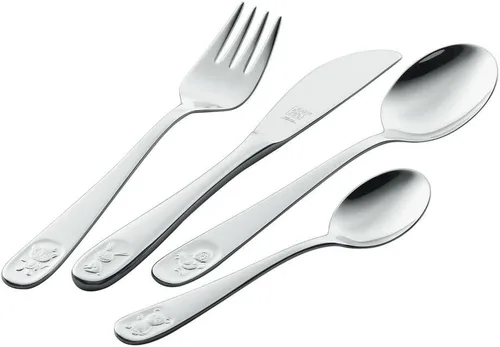 ZWILLING Juego de cubiertos para niños, 4 uds., para niños a partir de 3 años, acero inoxidable 18/10, Bino, 5.9 x 3.9 x 0.8 in, plata