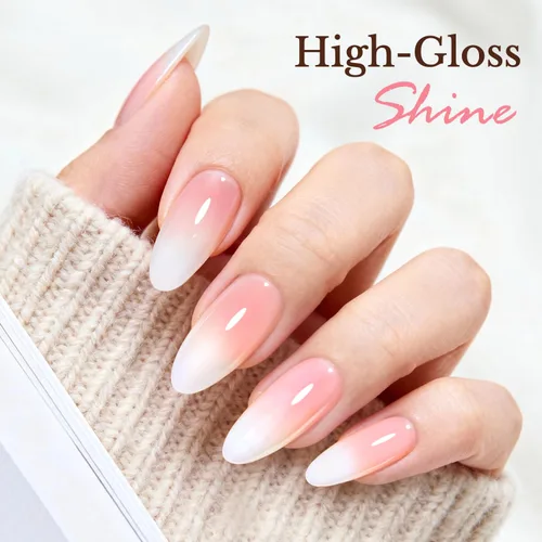 Miniatura 6 de AZUREBEAUTY Juego de esmaltes de uñas rosa nude (4 colores + capa superior), aspecto natural de gelatina lechosa, secado rápido, no necesita