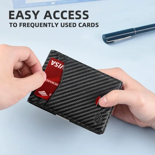 Miniatura 148 de Zitahli - Billetera delgada con 12 ranuras para tarjetas, ventana de identificación con clip para dinero, bolsillo frontal RFID plegable, pequeña
